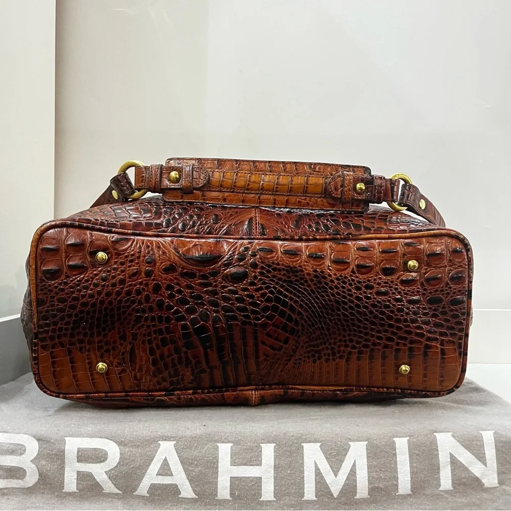 BRAHMIN Melbourne Dagny Elisa Pecan Satchel Tote Shoulder Bag